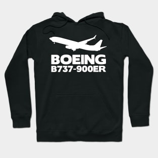 Boeing B737-900ER Silhouette Print (White) Hoodie